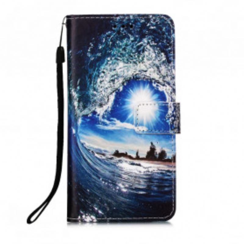 Capa Flip Para Xiaomi Redmi 9A De Cordão Paisagem Lanyard Daydreams