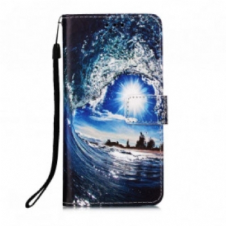 Capa Flip Para Xiaomi Redmi 9A De Cordão Paisagem Lanyard Daydreams