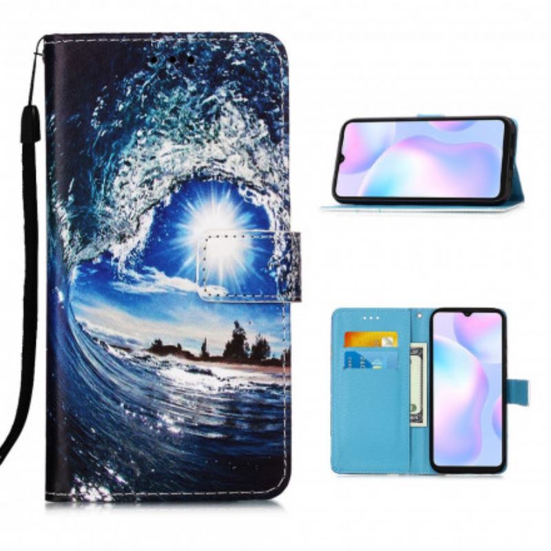 Capa Flip Para Xiaomi Redmi 9A De Cordão Paisagem Lanyard Daydreams