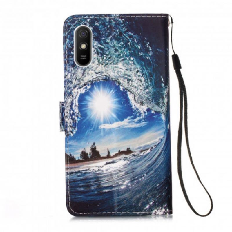 Capa Flip Para Xiaomi Redmi 9A De Cordão Paisagem Lanyard Daydreams