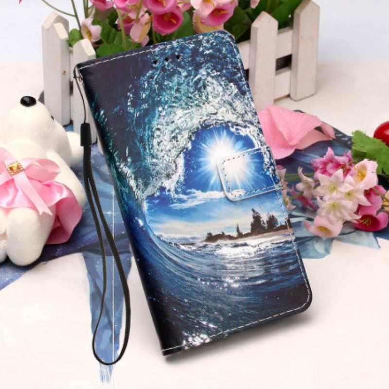 Capa Flip Para Xiaomi Redmi 9A De Cordão Paisagem Lanyard Daydreams