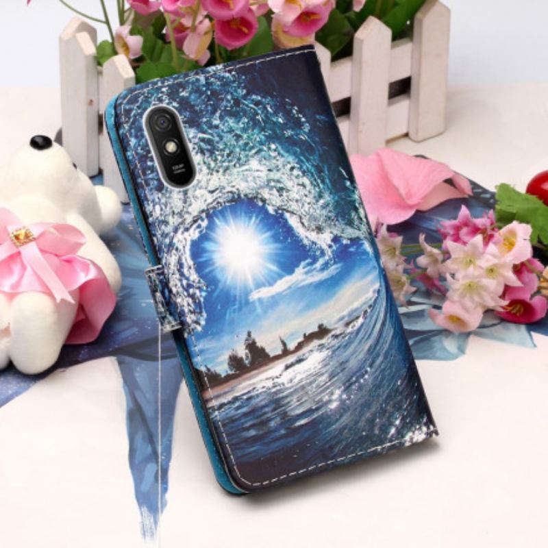 Capa Flip Para Xiaomi Redmi 9A De Cordão Paisagem Lanyard Daydreams