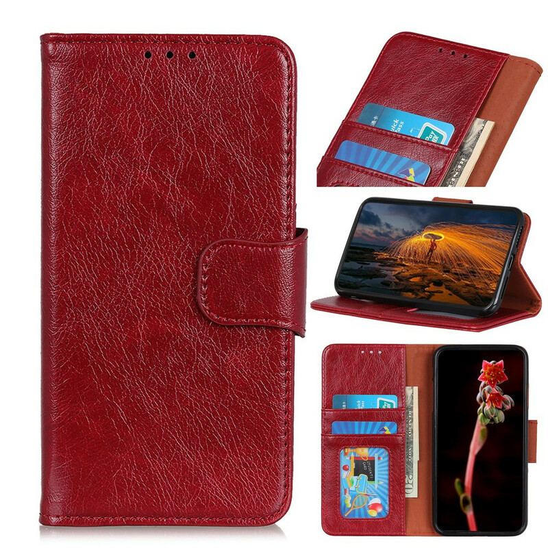 Capa Flip Para Xiaomi Redmi 9A Couro Napa Rachado