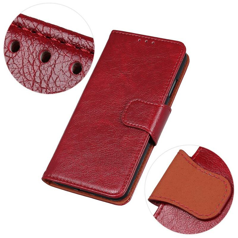 Capa Flip Para Xiaomi Redmi 9A Couro Napa Rachado