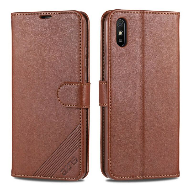 Capa Flip Para Xiaomi Redmi 9A Couro Sintético Azns