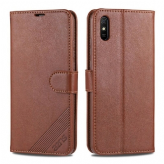 Capa Flip Para Xiaomi Redmi 9A Couro Sintético Azns