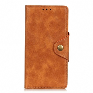 Capa Flip Para Xiaomi Redmi 9A Couro Sintético Vintage E Botão