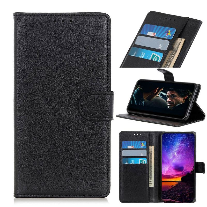 Capa Flip Para Xiaomi Redmi 9A Efeito Couro Lichia Premium