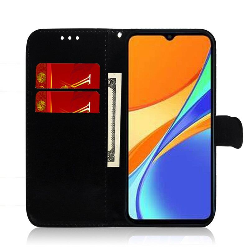 Capa Flip Para Xiaomi Redmi 9A Capa De Espelho De Couro Sintético