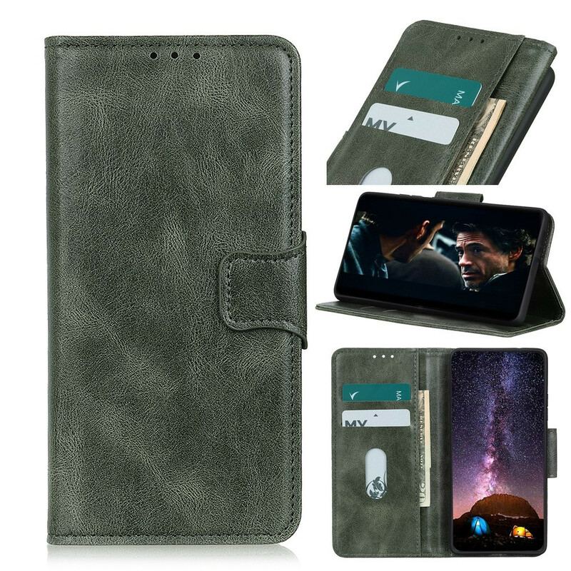 Capa Flip Para Xiaomi Redmi 9A Fecho Reversível Efeito Couro