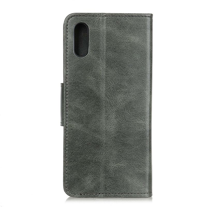 Capa Flip Para Xiaomi Redmi 9A Fecho Reversível Efeito Couro