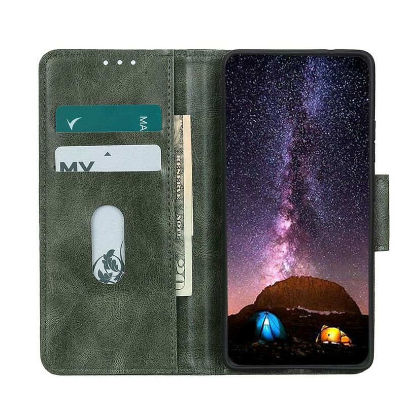 Capa Flip Para Xiaomi Redmi 9A Fecho Reversível Efeito Couro