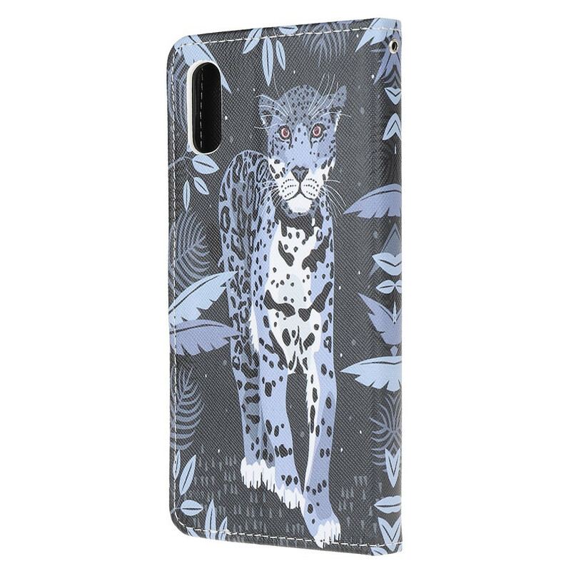 Capa Folio Para Xiaomi Redmi 9A De Cordão Leopardo Strappy