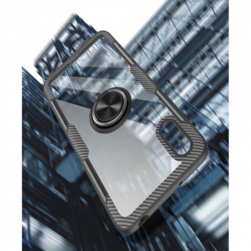 Capa Para Xiaomi Redmi 9A Anel De Metal De Fibra De Carbono