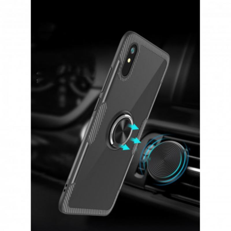 Capa Para Xiaomi Redmi 9A Anel De Metal De Fibra De Carbono