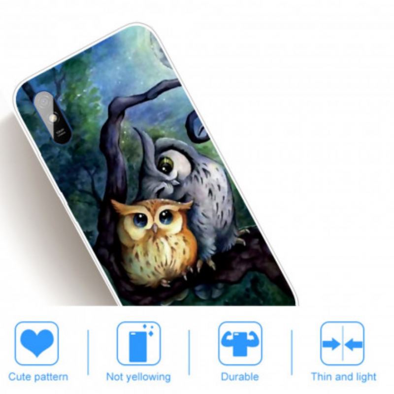 Capa Para Xiaomi Redmi 9A Corujas Pintando