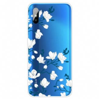 Capa Para Xiaomi Redmi 9A Flores Brancas