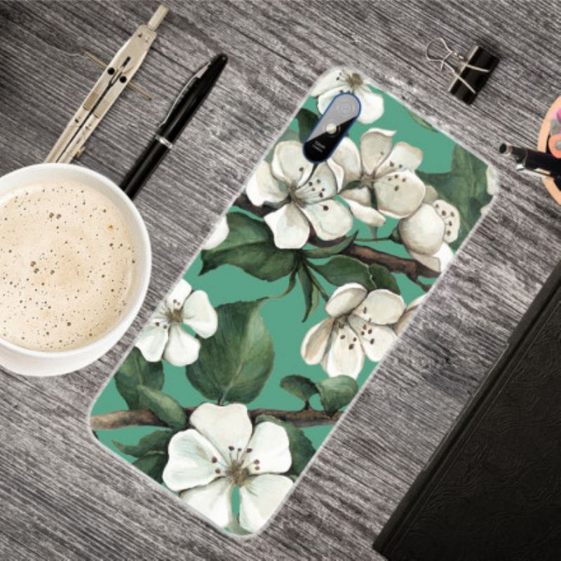 Capa Para Xiaomi Redmi 9A Flores Brancas Pintadas