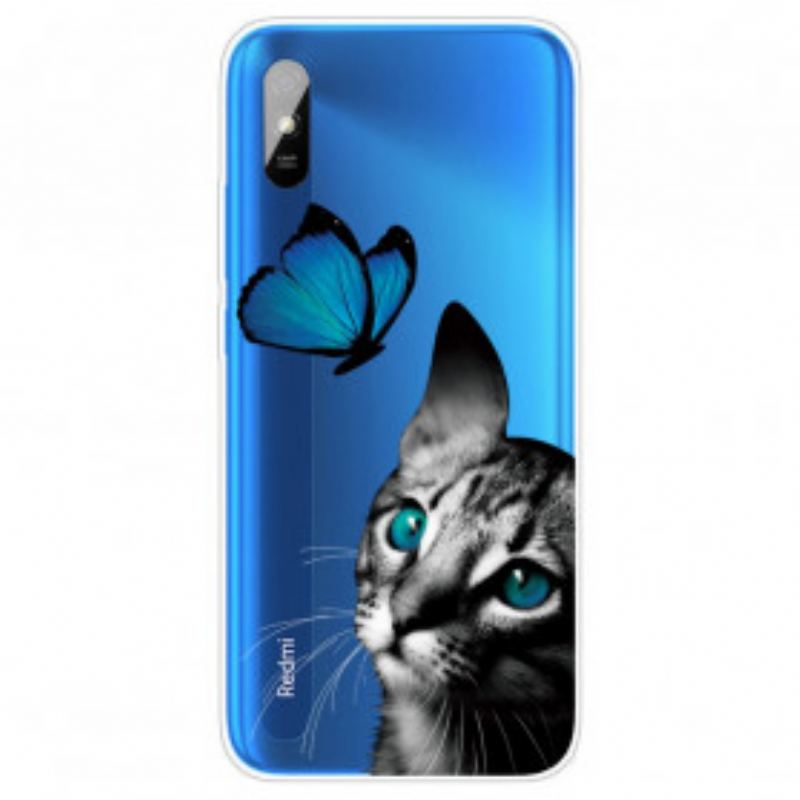 Capa Para Xiaomi Redmi 9A Gato E Borboleta