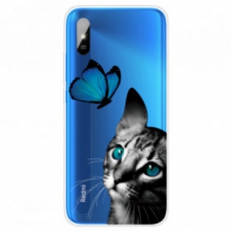 Capa Para Xiaomi Redmi 9A Gato E Borboleta