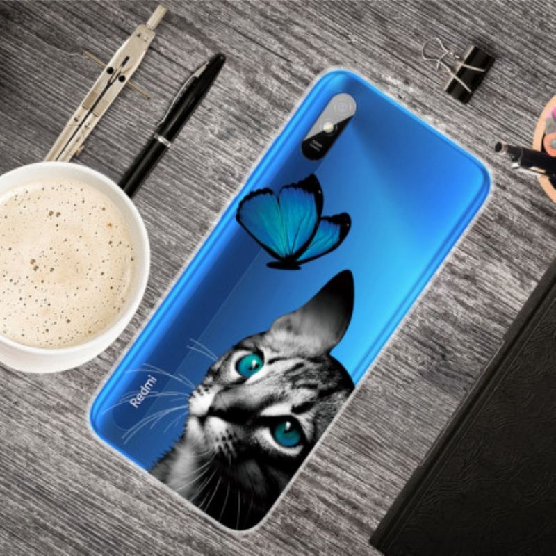 Capa Para Xiaomi Redmi 9A Gato E Borboleta