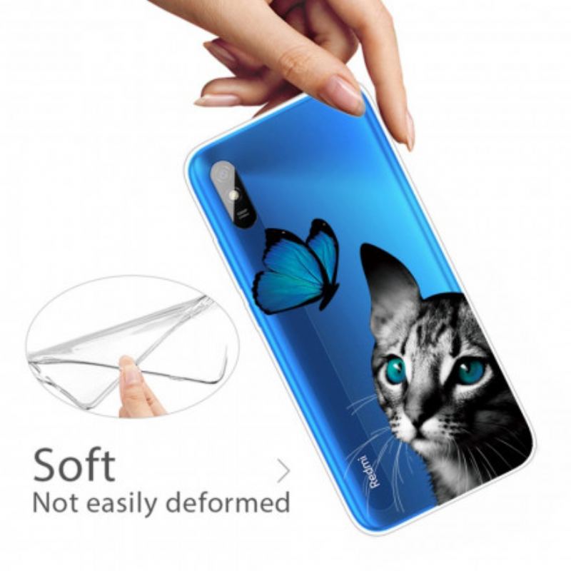 Capa Para Xiaomi Redmi 9A Gato E Borboleta