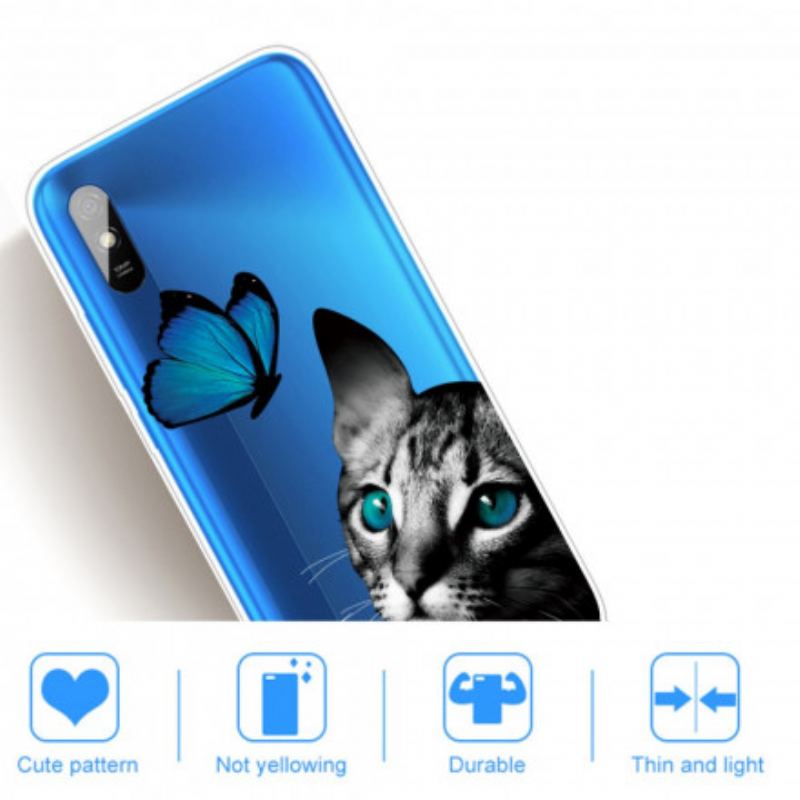 Capa Para Xiaomi Redmi 9A Gato E Borboleta