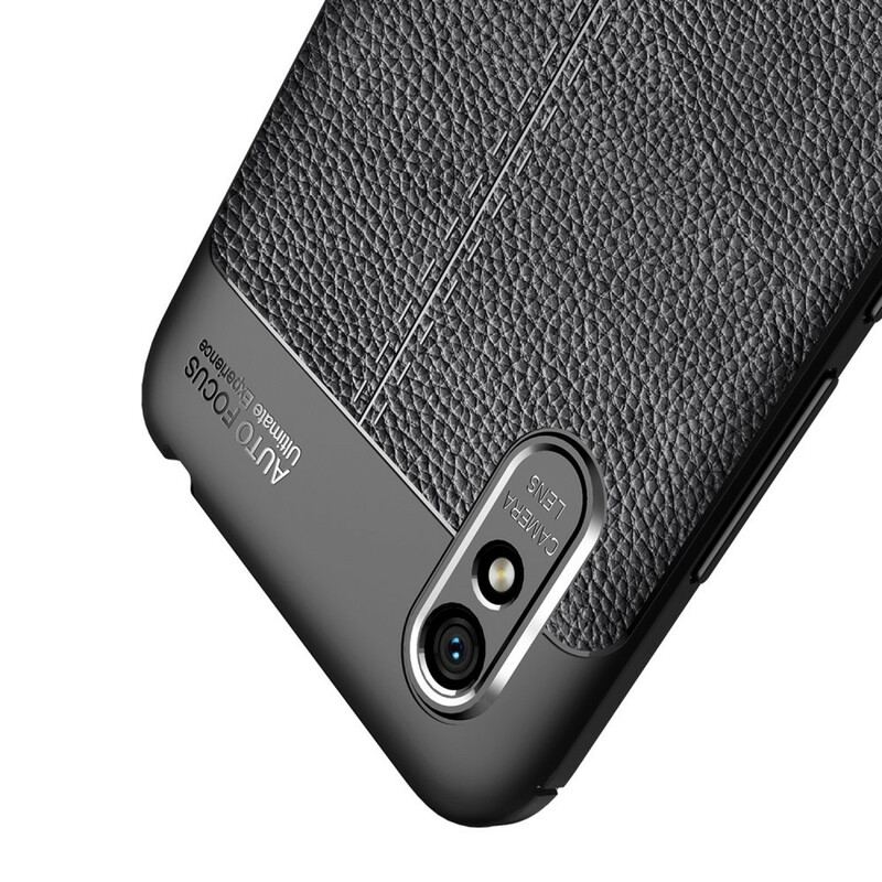 Capa Para Xiaomi Redmi 9A Linha Dupla Efeito Couro Litchi