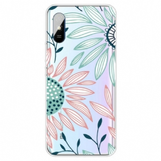 Capa Para Xiaomi Redmi 9A Uma Flor Transparente