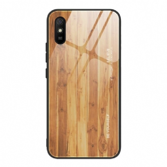 Capa Para Xiaomi Redmi 9A Vidro Temperado Com Design De Madeira