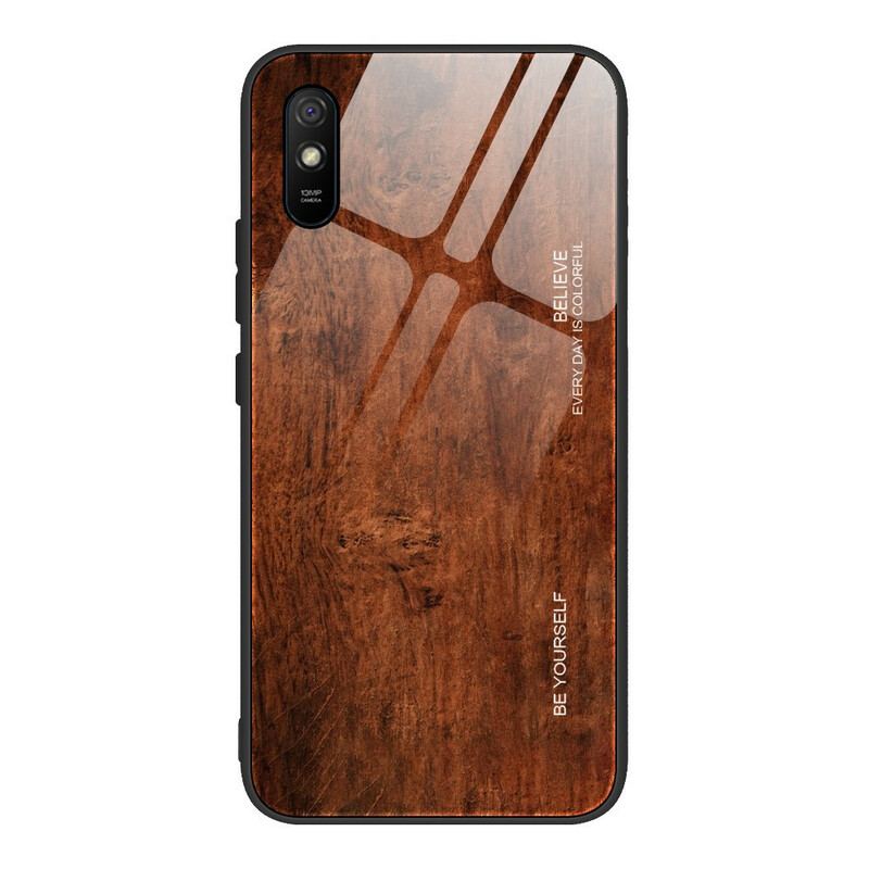 Capa Para Xiaomi Redmi 9A Vidro Temperado Com Design De Madeira