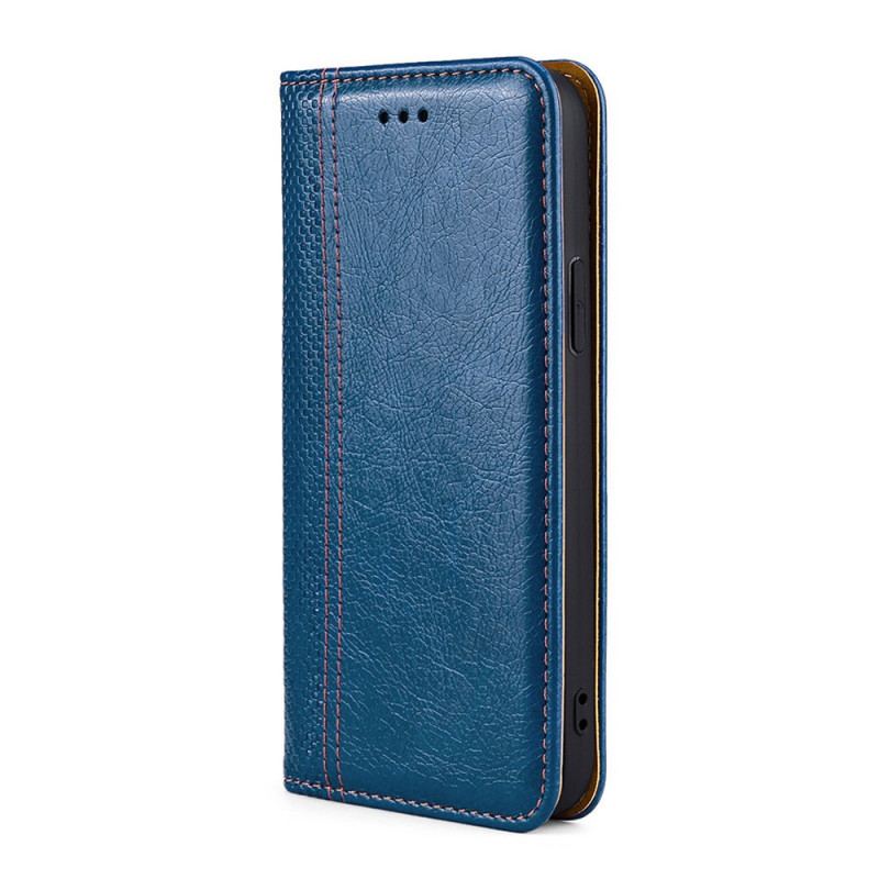 Capa De Celular Para Xiaomi Redmi Note 10 Pro Flip Costura De Couro Rachado De Lichia