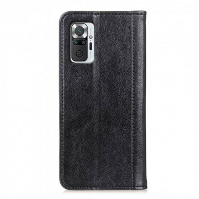 Capa De Celular Para Xiaomi Redmi Note 10 Pro Flip Couro Rachado De Lichia