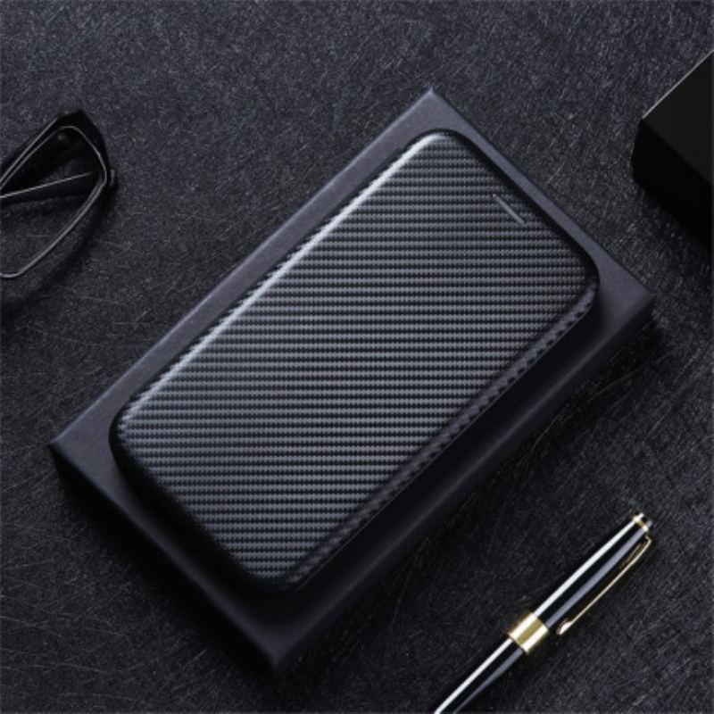 Capa De Celular Para Xiaomi Redmi Note 10 Pro Flip Fibra De Carbono Com Anel De Suporte