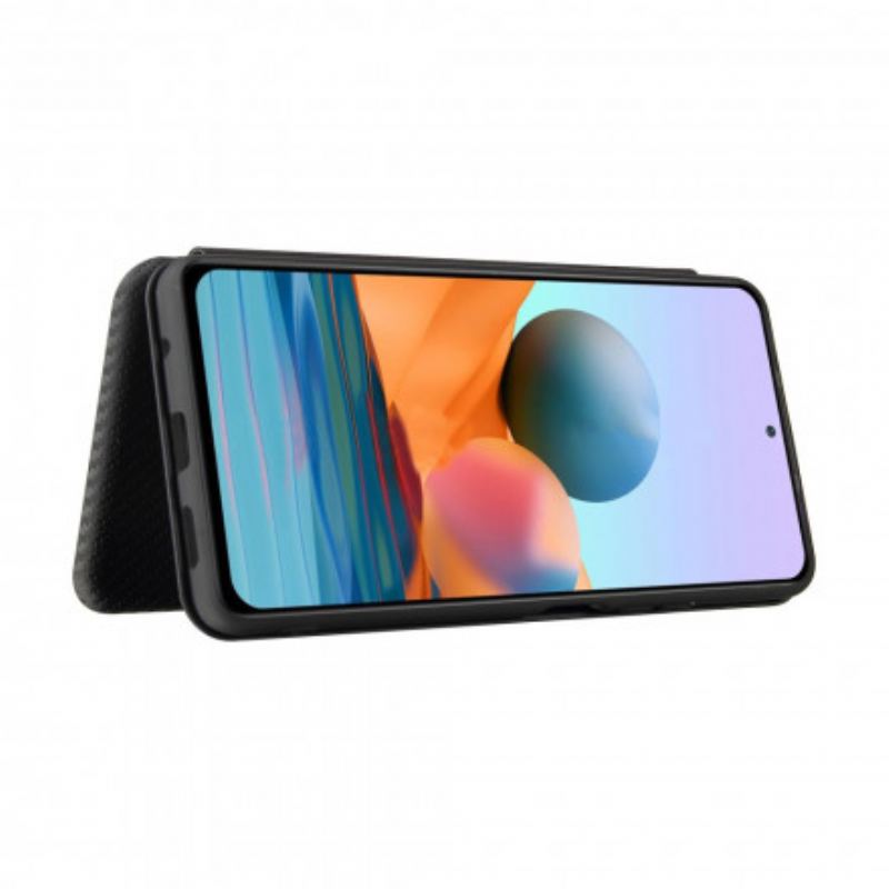 Capa De Celular Para Xiaomi Redmi Note 10 Pro Flip Fibra De Carbono Com Anel De Suporte