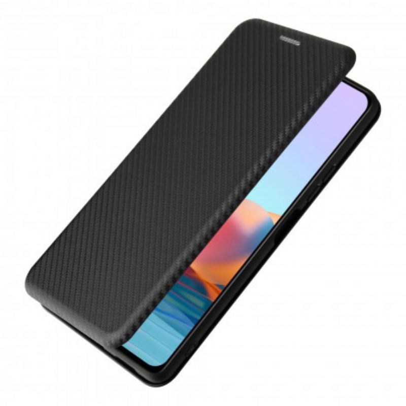 Capa De Celular Para Xiaomi Redmi Note 10 Pro Flip Fibra De Carbono Com Anel De Suporte