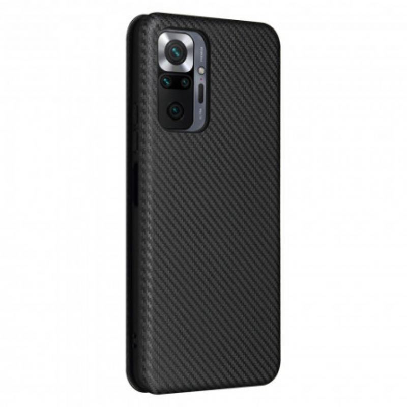 Capa De Celular Para Xiaomi Redmi Note 10 Pro Flip Fibra De Carbono Com Anel De Suporte