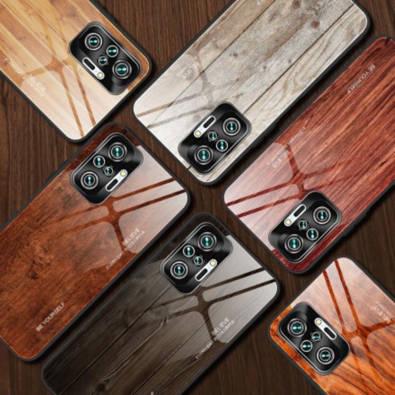 Capa De Celular Para Xiaomi Redmi Note 10 Pro Vidro Temperado Com Design De Madeira