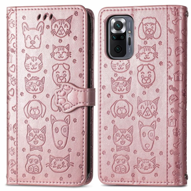 Capa De Couro Para Xiaomi Redmi Note 10 Pro Animais Animados