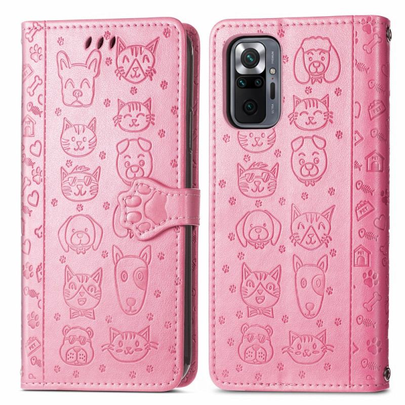 Capa De Couro Para Xiaomi Redmi Note 10 Pro Animais Animados