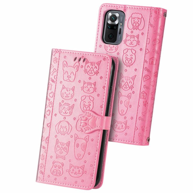 Capa De Couro Para Xiaomi Redmi Note 10 Pro Animais Animados