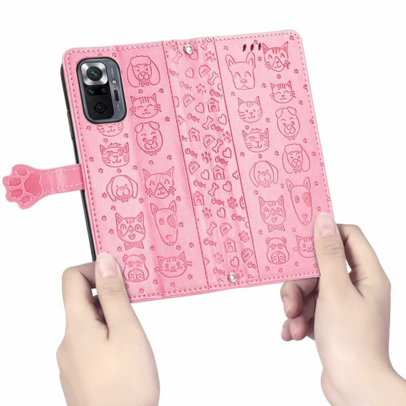 Capa De Couro Para Xiaomi Redmi Note 10 Pro Animais Animados