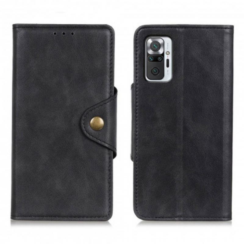 Capa De Couro Para Xiaomi Redmi Note 10 Pro Botão De Couro Falso