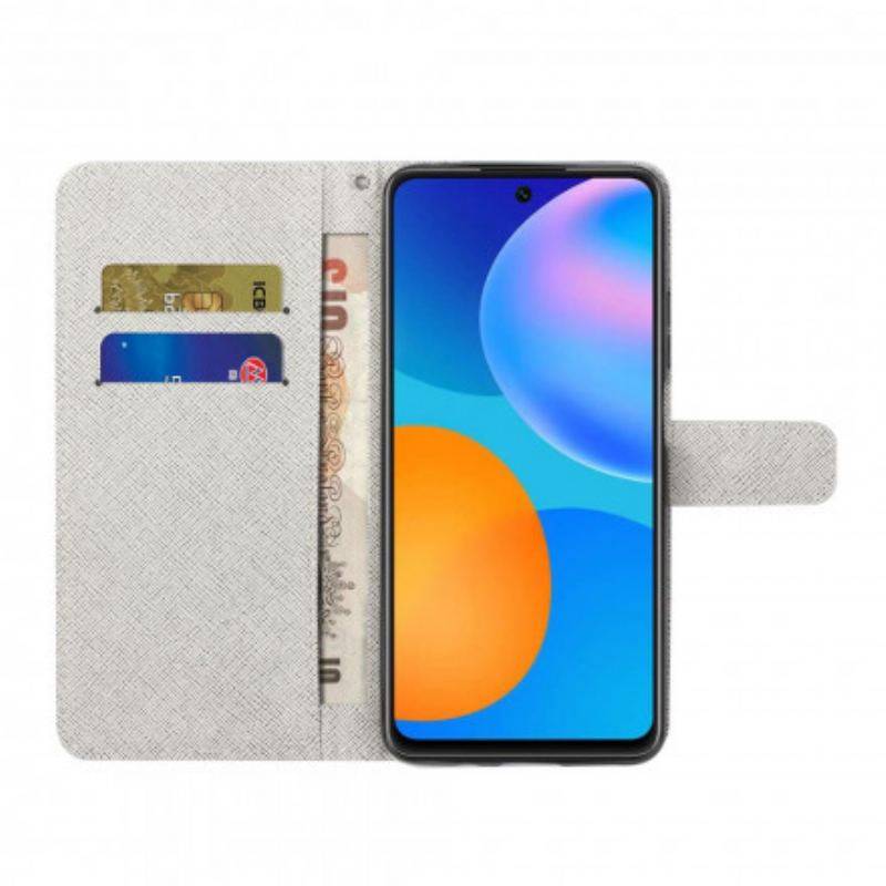 Capa De Couro Para Xiaomi Redmi Note 10 Pro De Cordão Espaço Panda Com Lanyard