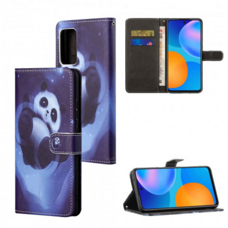 Capa De Couro Para Xiaomi Redmi Note 10 Pro De Cordão Espaço Panda Com Lanyard