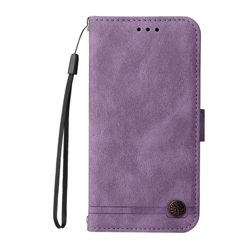 Capa De Couro Para Xiaomi Redmi Note 10 Pro Correia E Rebite De Couro Sintético