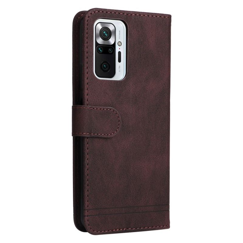 Capa De Couro Para Xiaomi Redmi Note 10 Pro Correia E Rebite De Couro Sintético