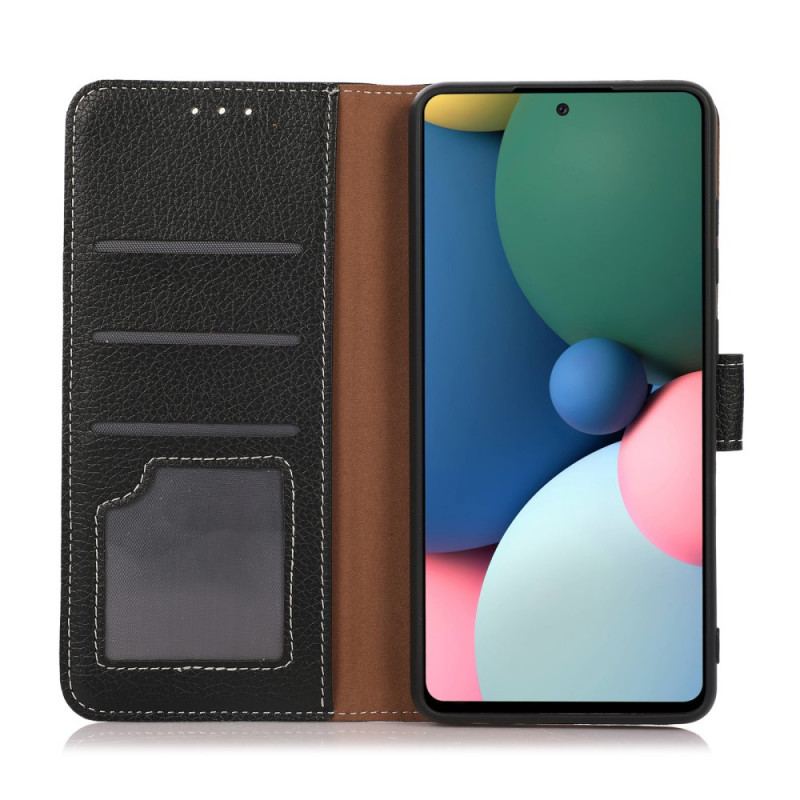 Capa De Couro Para Xiaomi Redmi Note 10 Pro Costuras Expostas De Lichia