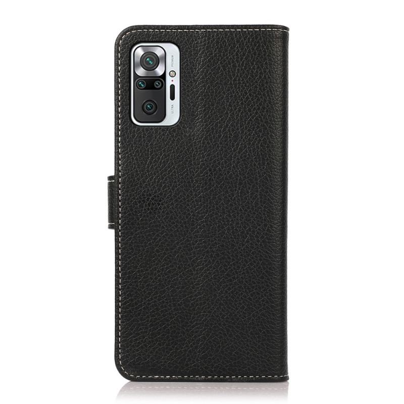 Capa De Couro Para Xiaomi Redmi Note 10 Pro Costuras Expostas De Lichia