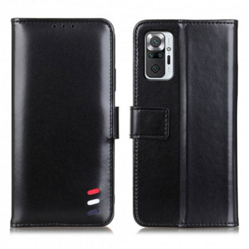 Capa De Couro Para Xiaomi Redmi Note 10 Pro Efeito Couro Tricolor